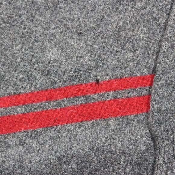Ben Sherman Lambswool Sweater Men XL Gray Red Stripe Vintage Stylish Warm Granpa - Picture 6 of 8